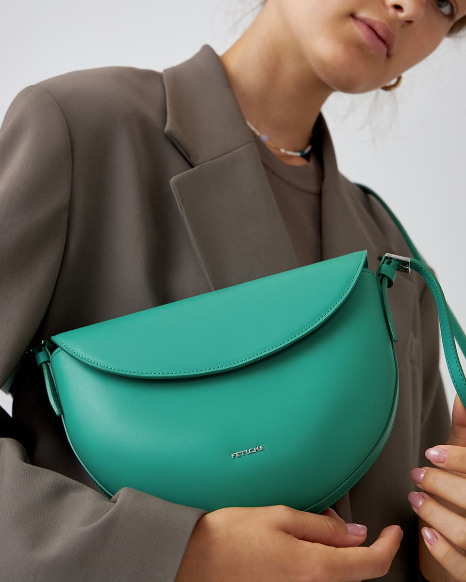Зеленая сумка Dream с плечевым ремнем из натуральной кожи от FETICHE S.041.Emerald - Dream - фото 6
