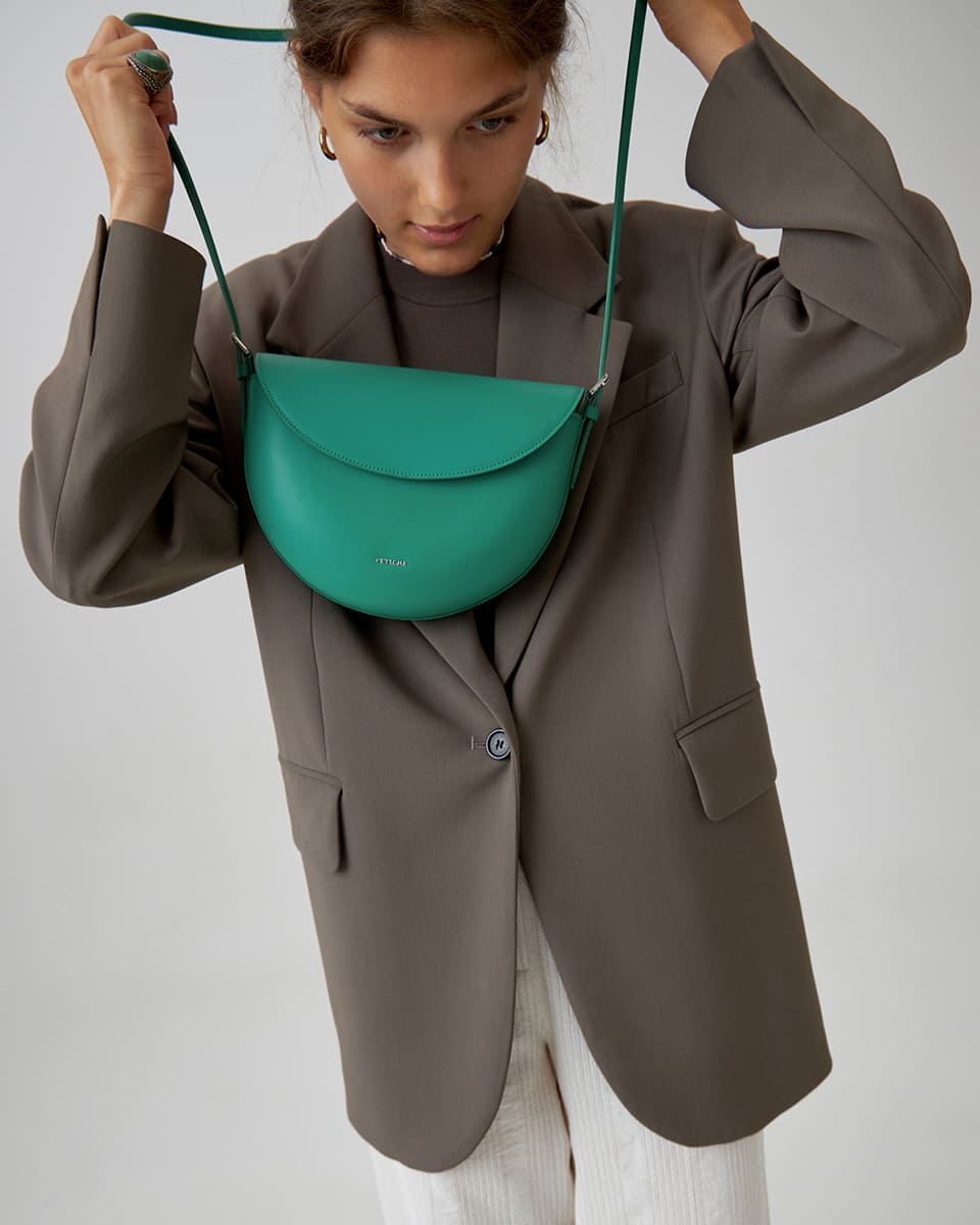 Зеленая сумка Dream с плечевым ремнем из натуральной кожи от FETICHE S.041.Emerald - Dream - фото 2