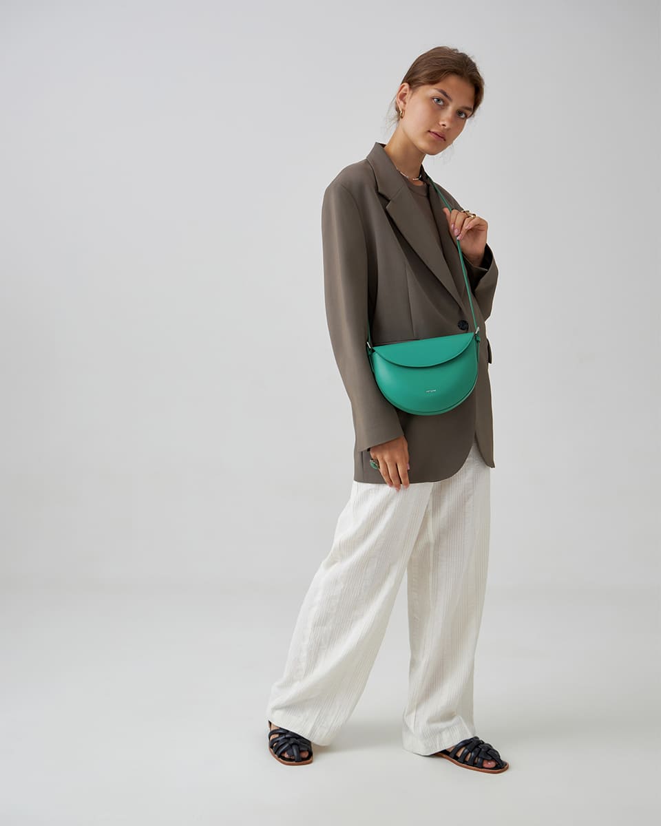 Зеленая сумка Dream с плечевым ремнем из натуральной кожи от FETICHE S.041.Emerald - Dream - фото 3