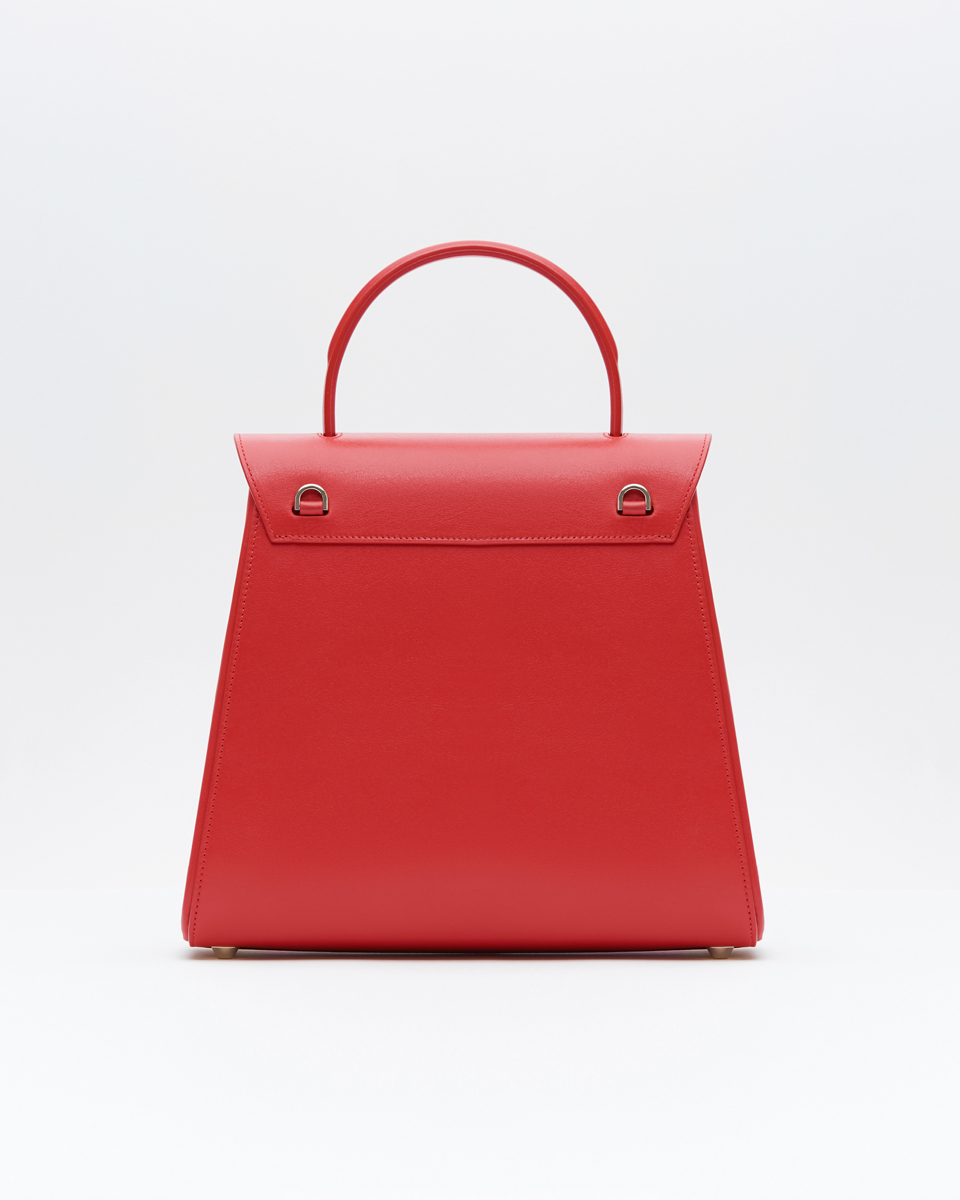 Красная сумка трапеция кроссбоди из натуральной кожи от FETICHE S.007.med. Ruby Red - фото 5